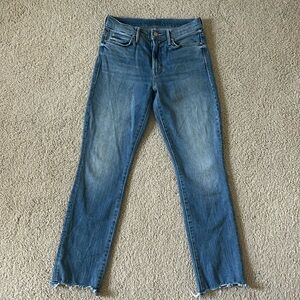Mother Rascal Ankle Jeans with Frayed Hem